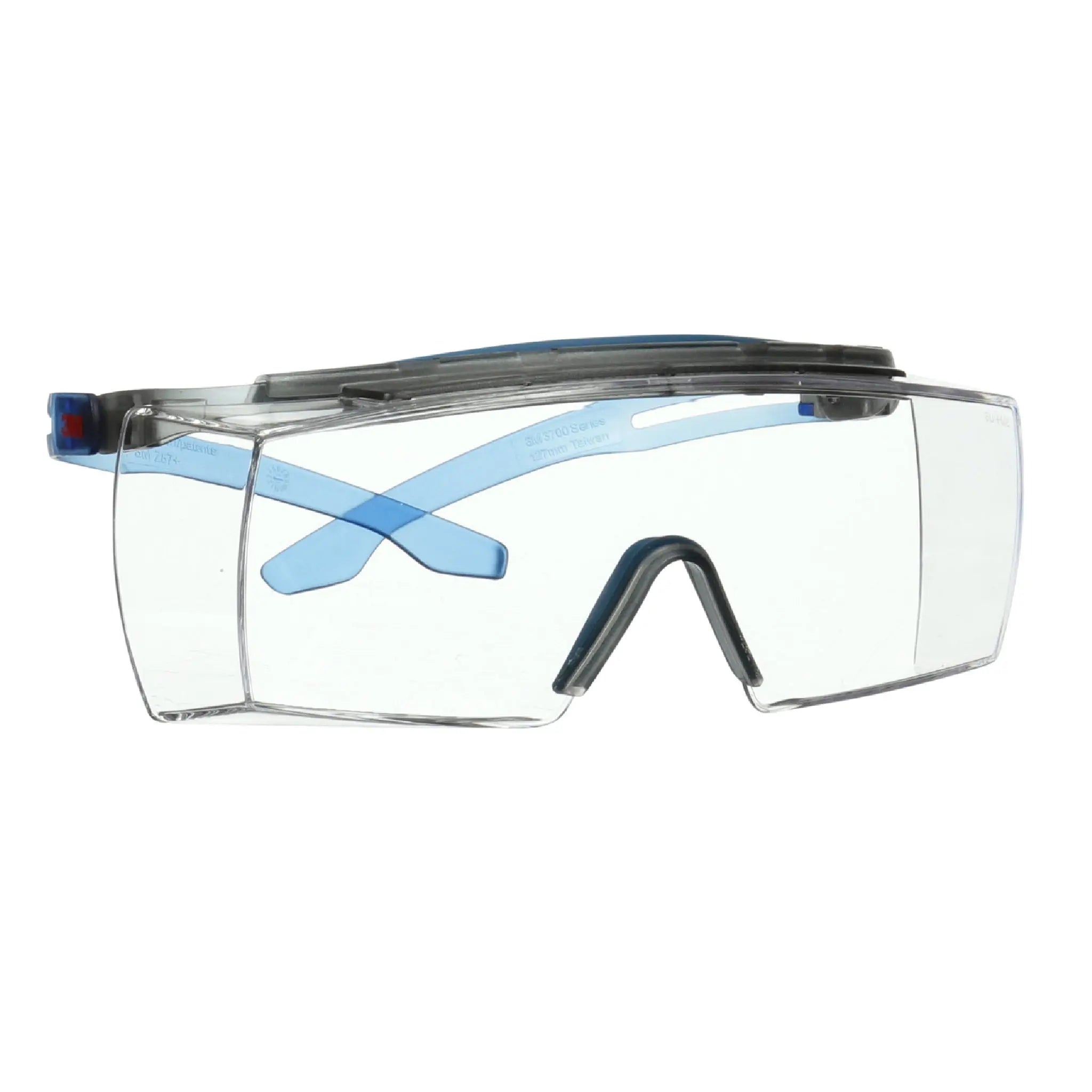 3M SecureFit 3700 Series, SF3701XSGAF-BLU, Blue Temple, Browguard, Scotchgard Anti-Fog Coating, Clear OTG AF-AS lens, 10ea/cs