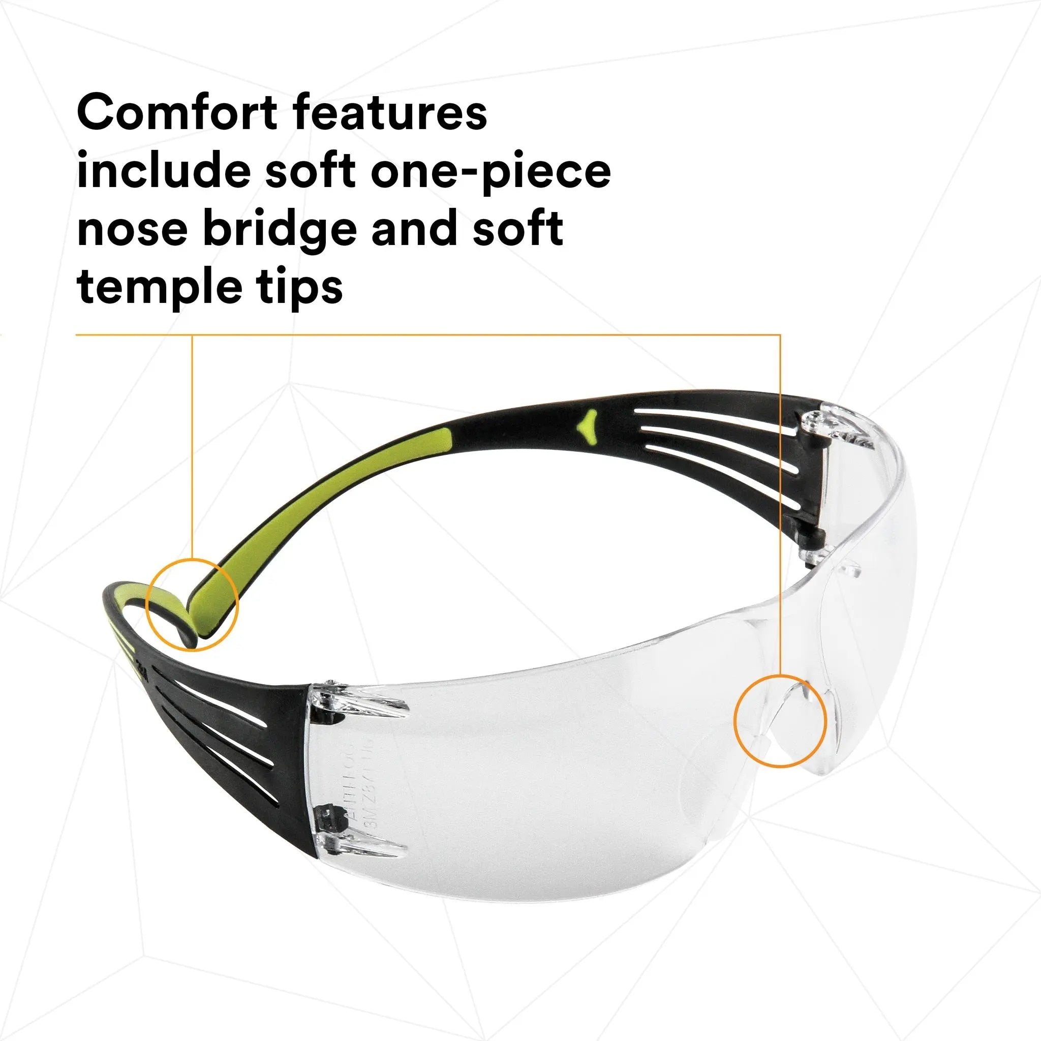 3M SecureFit SF401AF Protective Eyewear, Clear Anti-Fog Lens, Case of 20, Comfort Features
