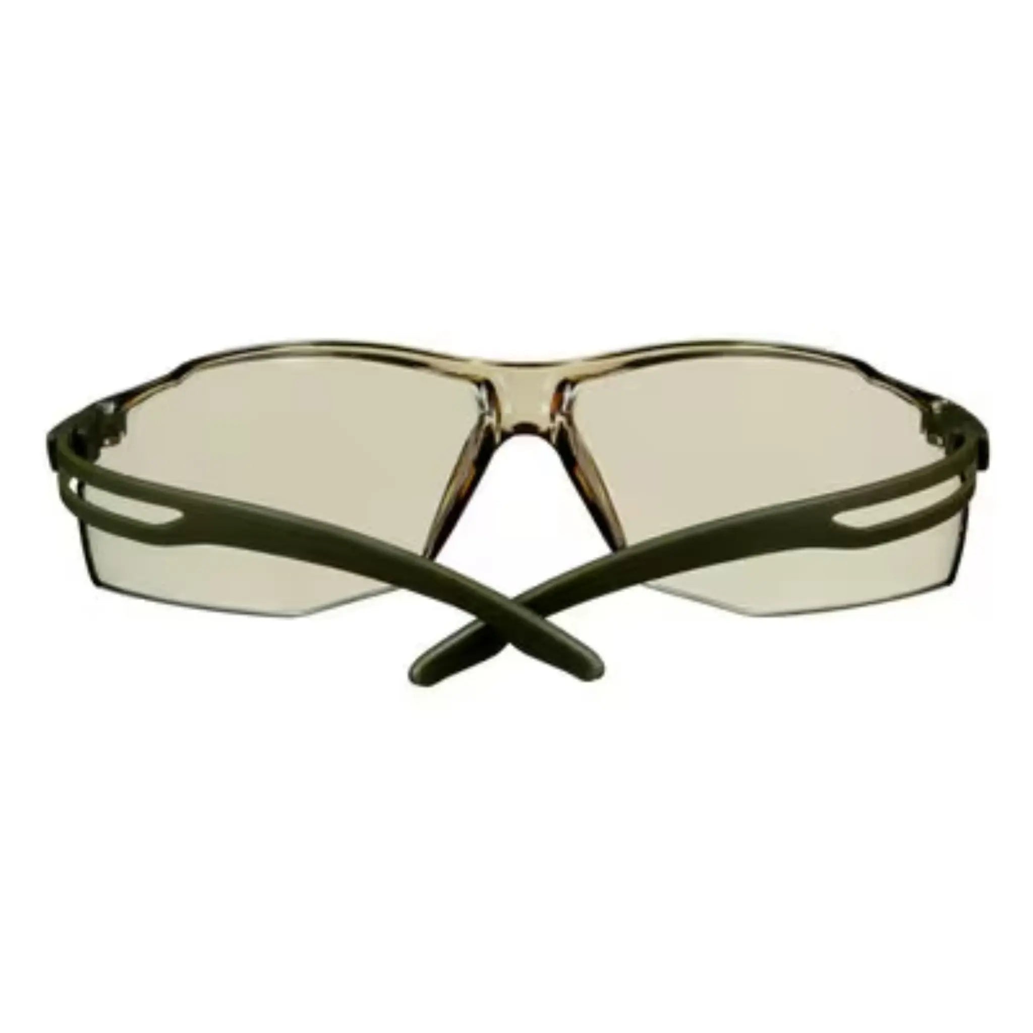 3M SecureFit 500 Series SF528SGAF-DGR, Olive Green, Scotchgard Anti-Fog Coating, Lt Brown AF-AS Lens, 20 ea/Case, Back View
