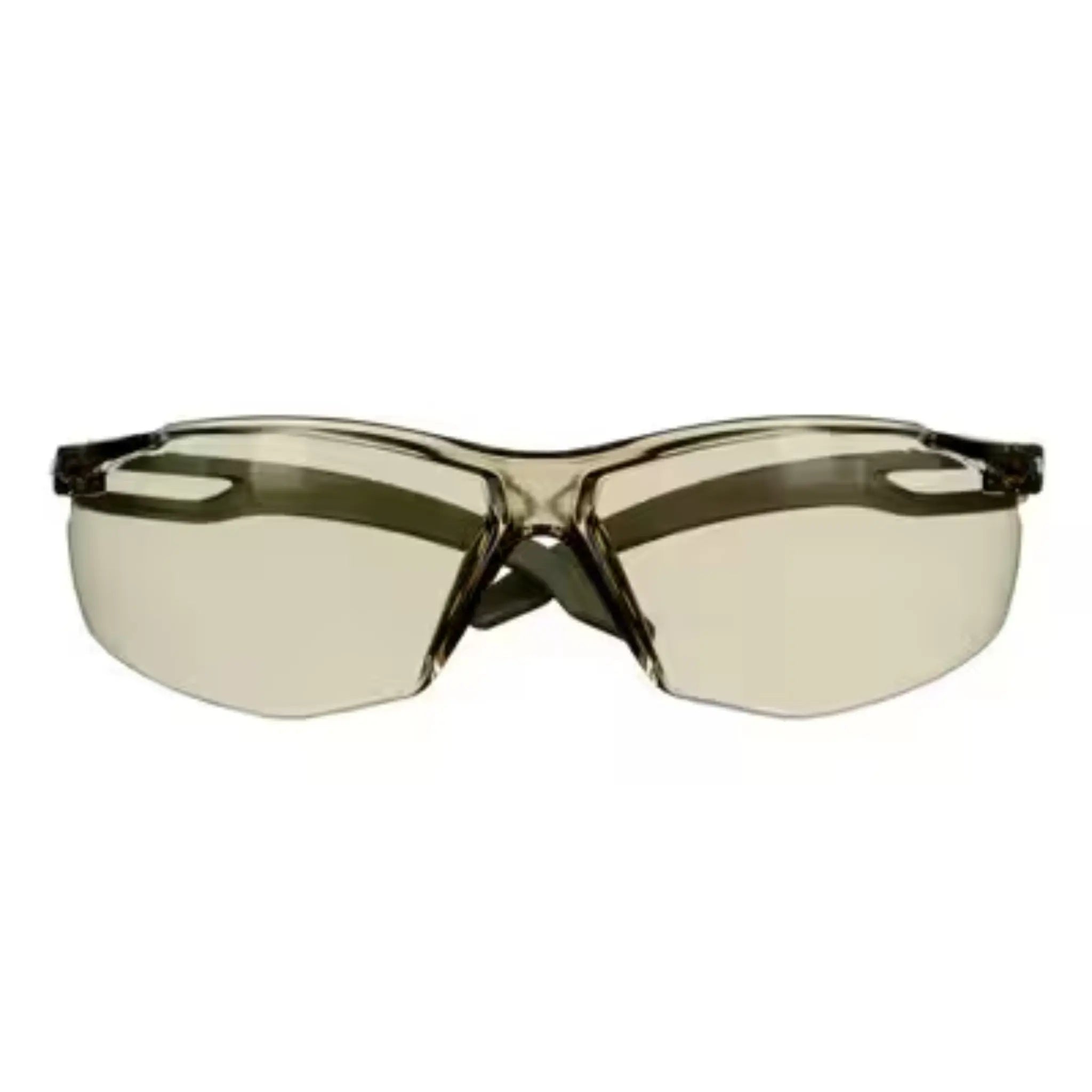 3M SecureFit 500 Series SF528SGAF-DGR, Olive Green, Scotchgard Anti-Fog Coating, Lt Brown AF-AS Lens, 20 ea/Case, Front View