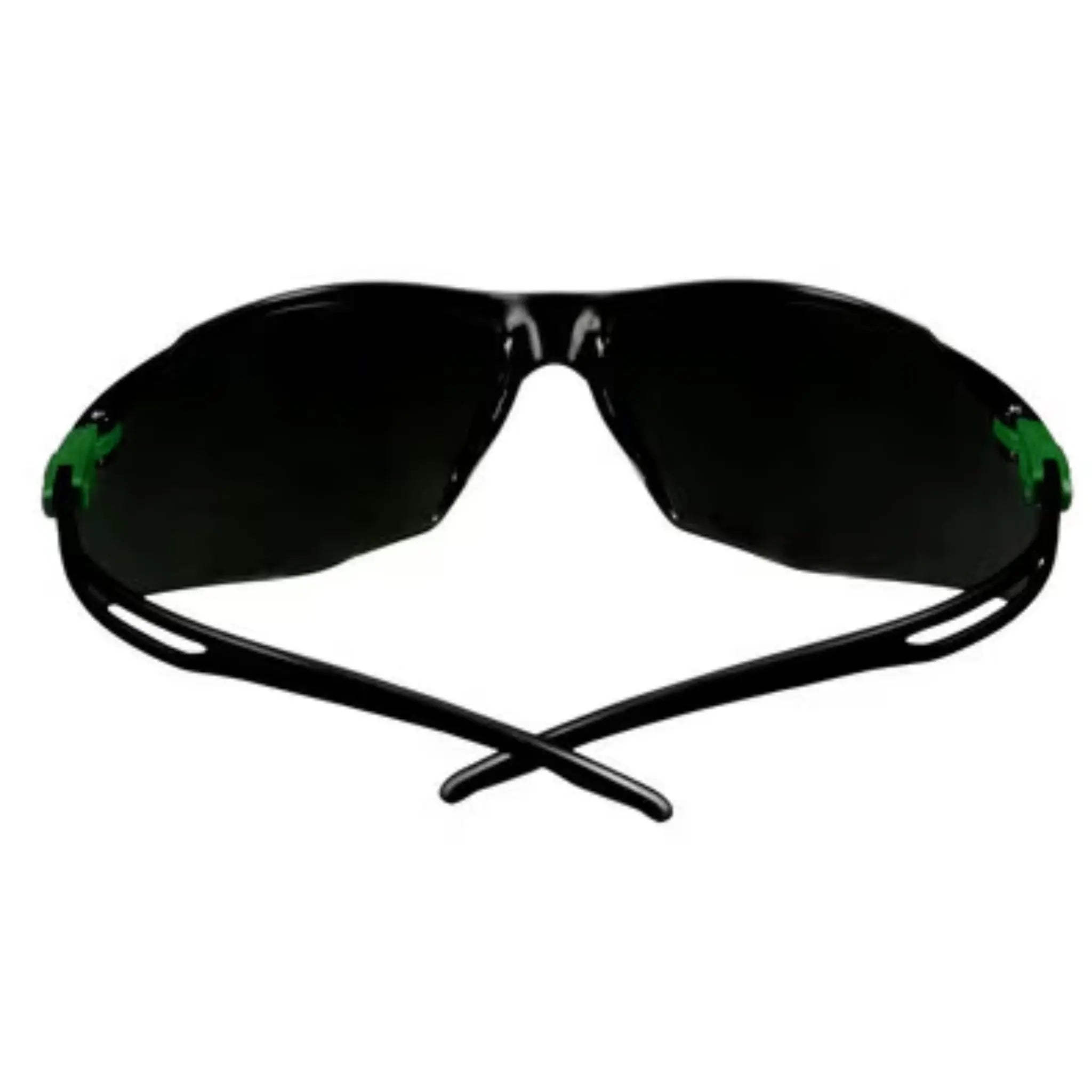 3M SecureFit 500 Series SF550AF-GRN, Black/Green, IR 5.0 Gray AF-AS Lens, 20 ea/Case, Back View