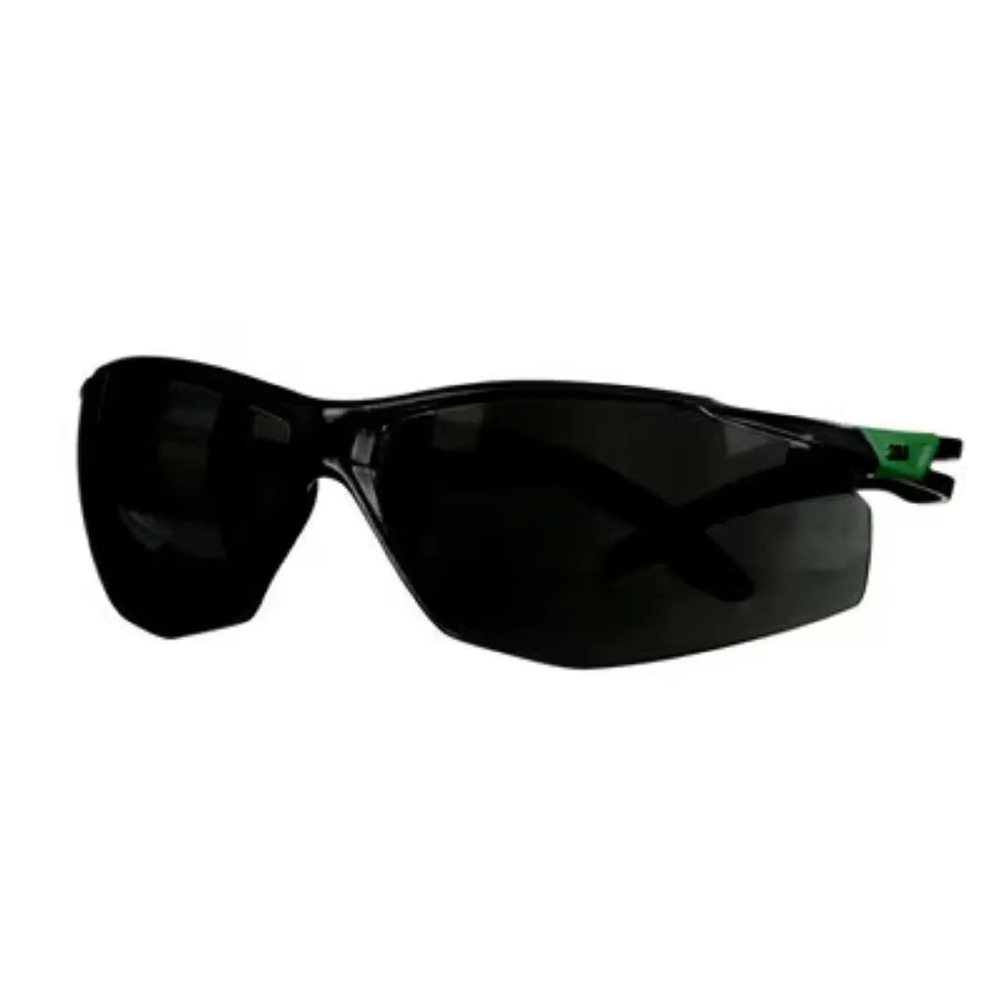 3M SecureFit 500 Series SF550AF-GRN, Black/Green, IR 5.0 Gray AF-AS Lens, 20 ea/Case, Left Side View
