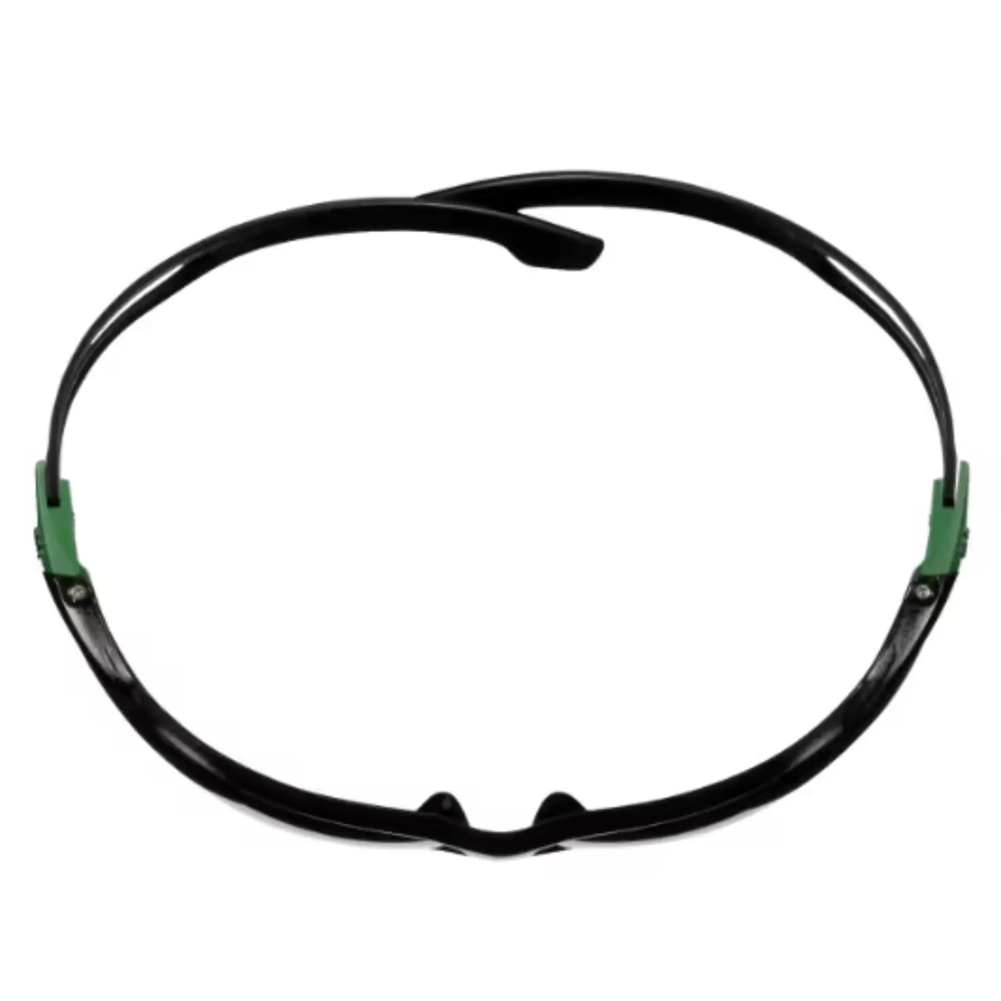 3M SecureFit 500 Series SF550AF-GRN, Black/Green, IR 5.0 Gray AF-AS Lens, 20 ea/Case, Top View