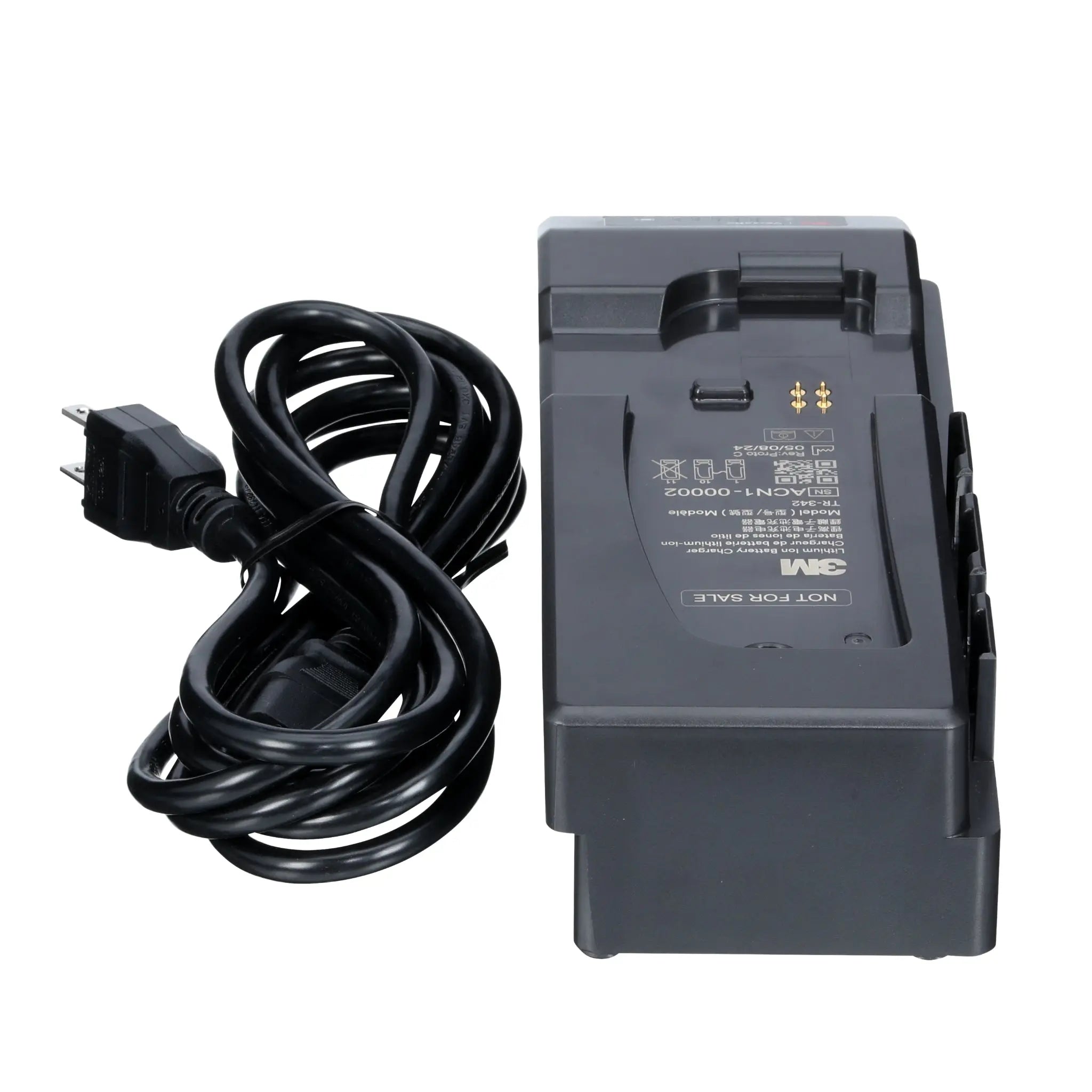 3M Versaflo TR-342N Single Station Battery Charger Kit, for Versaflo TR-300+ PAPR, Back View with Cord