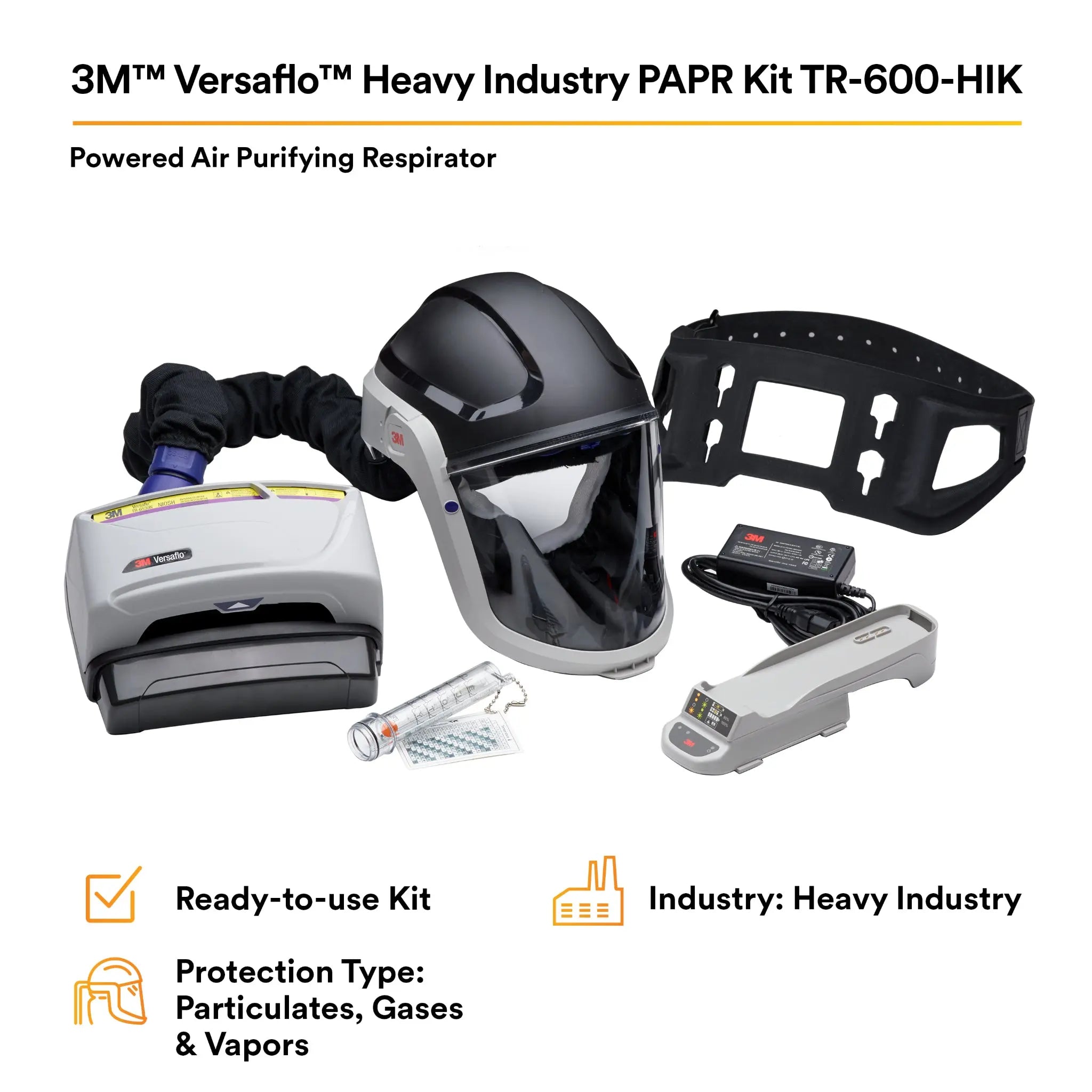 3M TR-600-HIK Versaflo Heavy Industry PAPR Kit, Gray, Universal, Ready to use