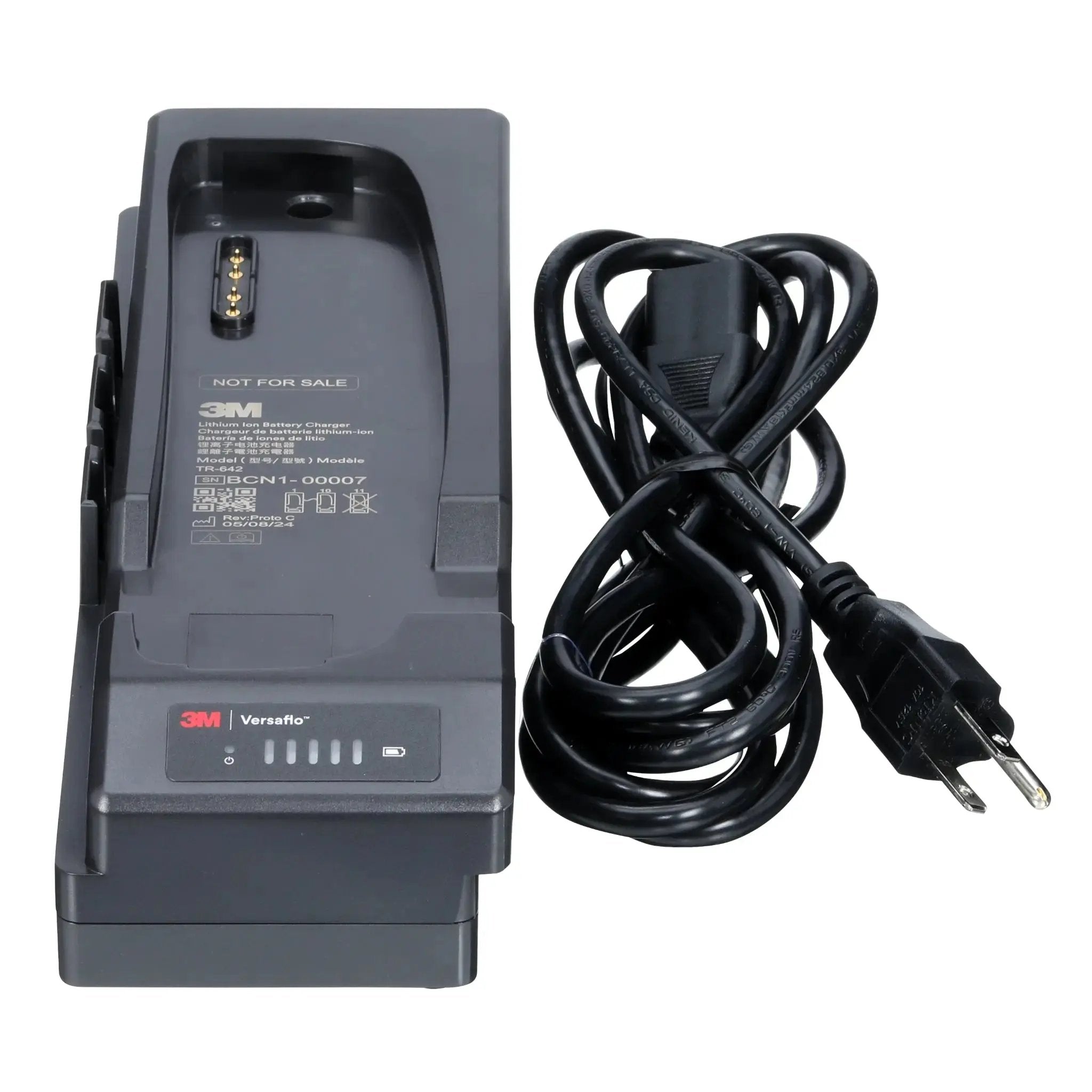 3M Versaflo TR-642N Single Station Battery Charger Kit, Main Image, Center view with cord