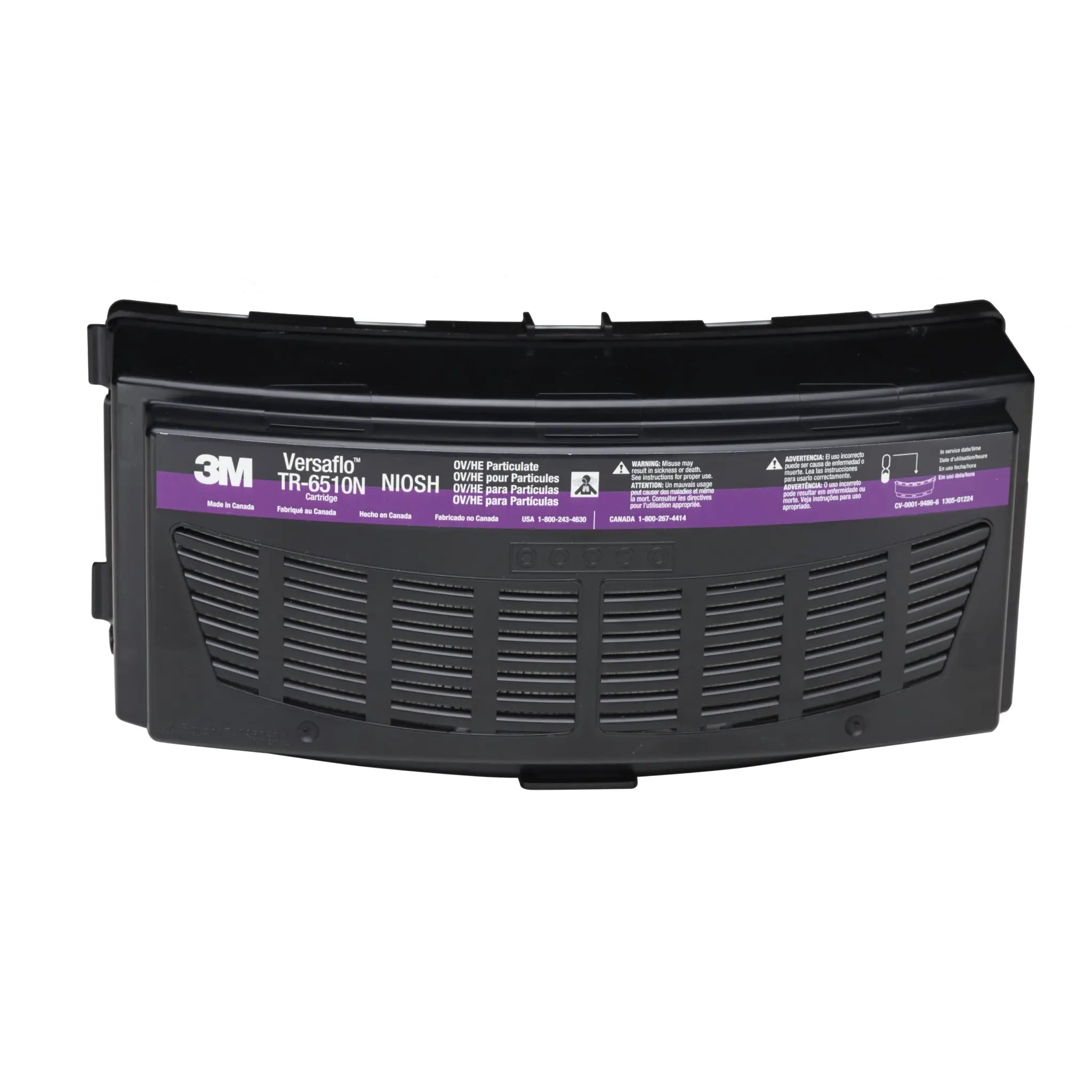 3M Versaflo TR-6510N Organic Vapor/HEPA Cartridge for TR-600 and TR-800 PAPR, Magenta/Black, Top View