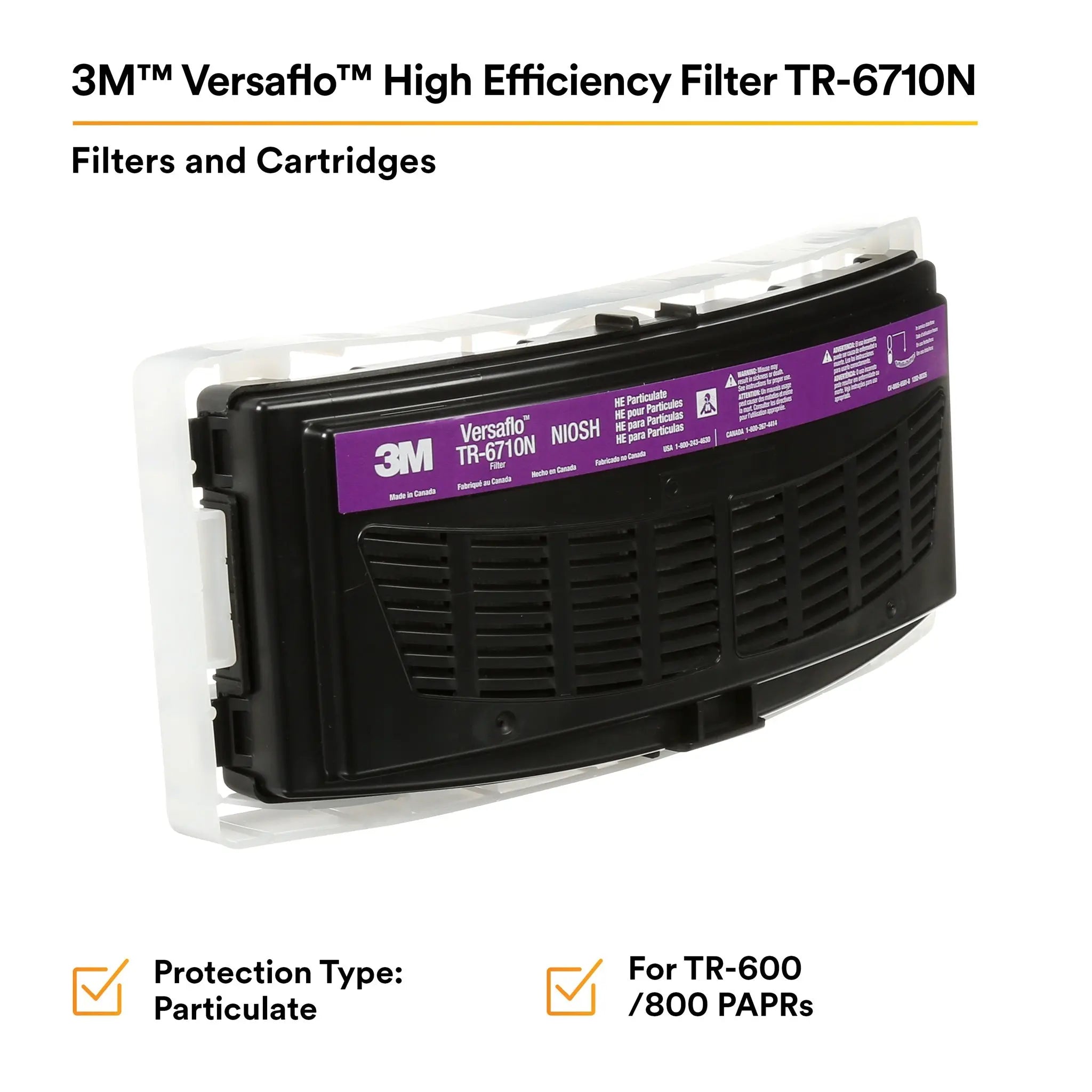 3M Versaflo TR-6710N-5 High Efficiency Filter for TR-600 & TR-800 PAPR, Case of 5