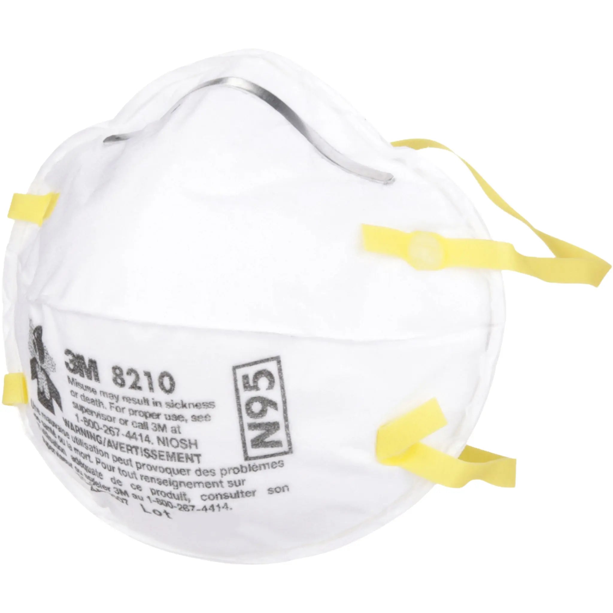3M 8210 N95 Particulate Respirator-CS left side view