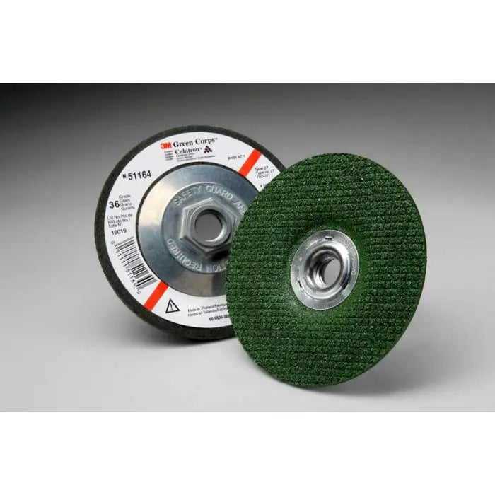 3M™ Green Corps™ Flexible Grinding Wheel, T27, 4-1/2 in x 1/8 in x 5/8-11 Internal, 36, 10 per inner, 40 per case