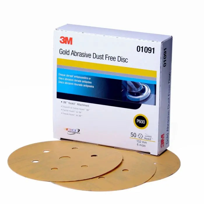 3M™ Hookit™ Gold Disc Dust Free 216U, 01078, 6 in, P220, 100 discs per carton, 4 cartons per case