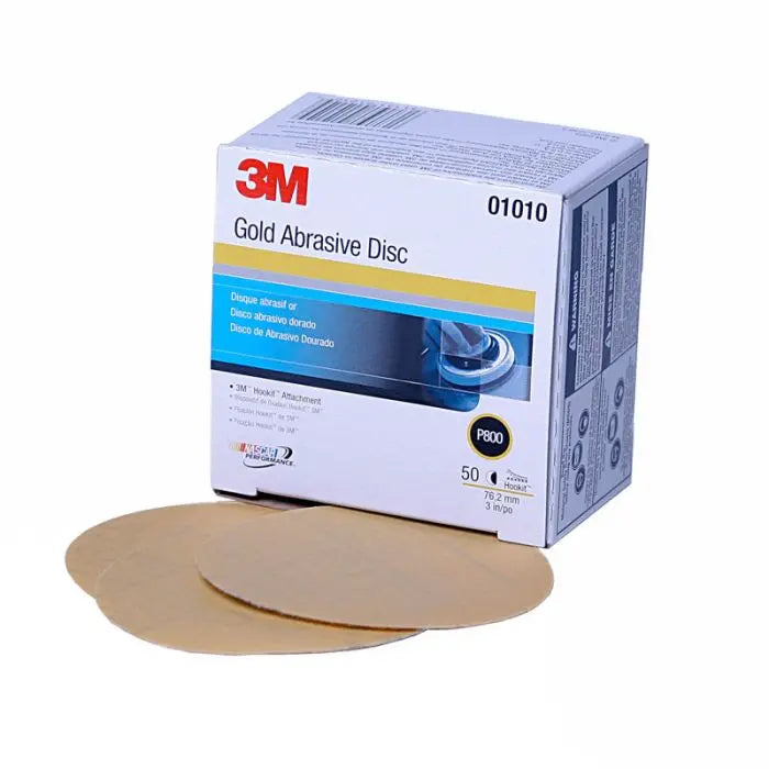 3M™ Hookit™ Gold Disc, 01010, 3 in, P800, 50 discs per carton, 4 cartons per case
