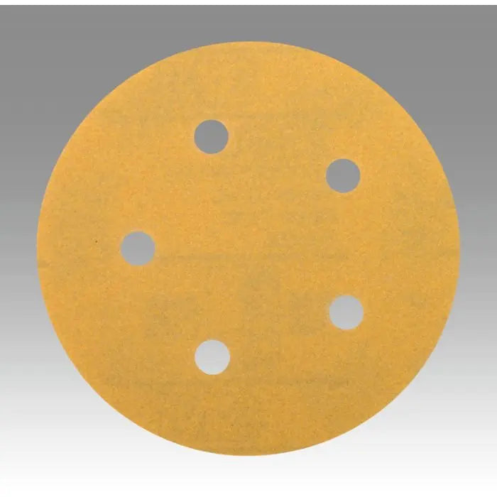 3M™ Hookit™ Gold Film Disc 255L, 5 in x NH, 5 Hole P120, D/F, Die 500FH, 100 discs per box 4 boxes per case