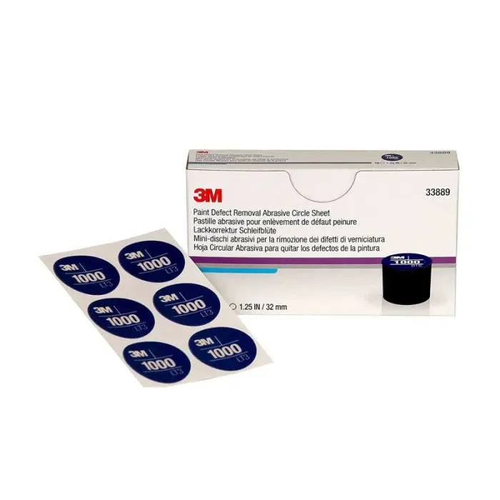 3M™ Paint Defect Removal Abrasive Circle Sheet, 33889, 32 mm, 1000, 10 sheets per box, 10 boxes per case