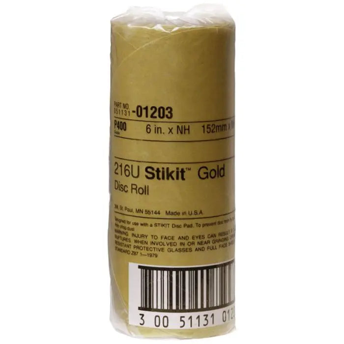3M™ Stikit™ Gold Disc Roll, 01203, 6 in, P400, 75 discs per roll, 6 rolls per case