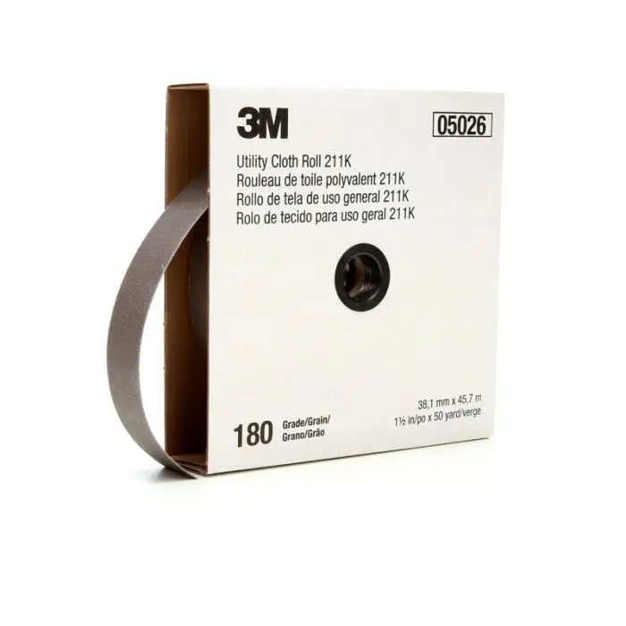 3M™ Utility Cloth Roll 211K, 1-1/2 in x 50 yd 180 J-weight, 5 per case