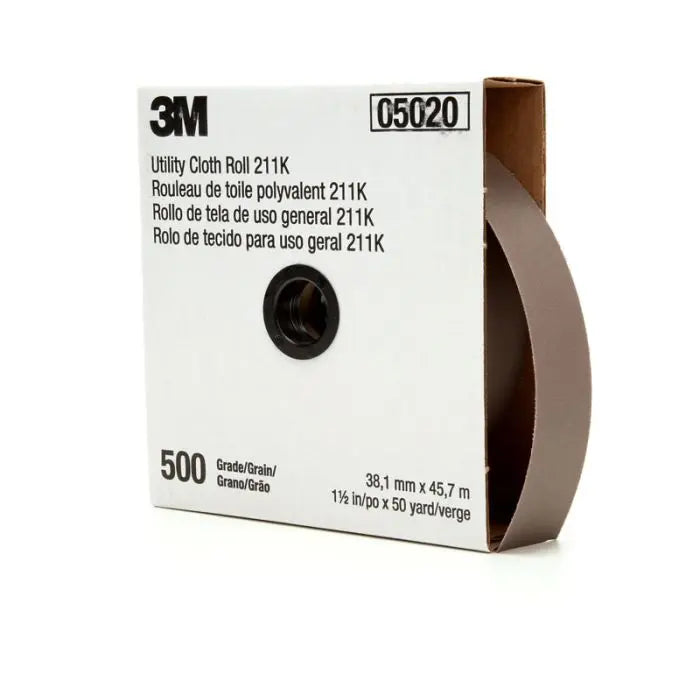 3M™ Utility Cloth Roll 211K, 1-1/2 in x 50 yd 500 J-weight, 5 per case