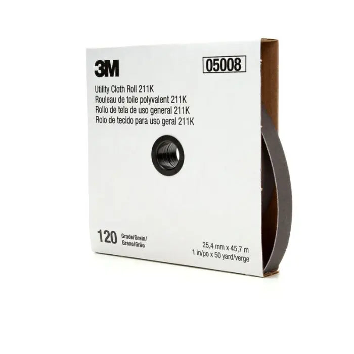 3M™ Utility Cloth Roll 211K, 1 in x 50 yd 120 J-weight, 5 per case