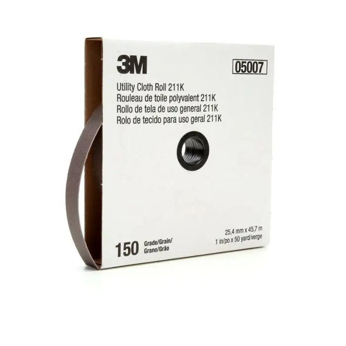 3M™ Utility Cloth Roll 211K, 1 in x 50 yd 150 J-weight, 5 per case