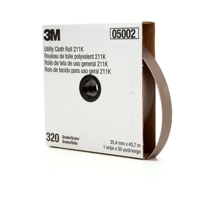 3M™ Utility Cloth Roll 211K, 1 in x 50 yd 320 J-weight, 5 per case