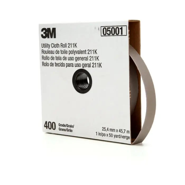 3M™ Utility Cloth Roll 211K, 1 in x 50 yd 400 J-weight, 5 per case