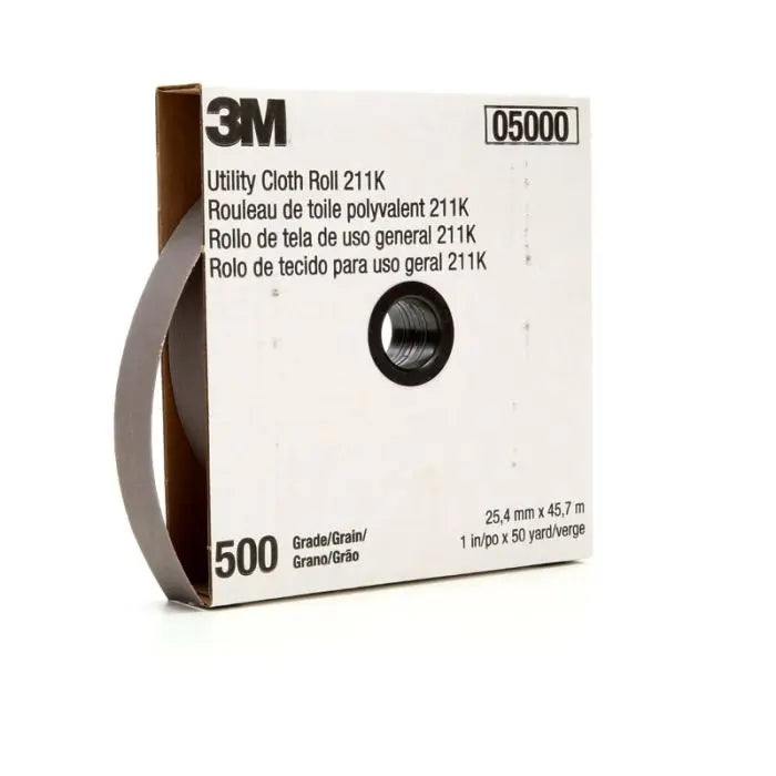 3M™ Utility Cloth Roll 211K, 1 in x 50 yd 500 J-weight, 5 per case