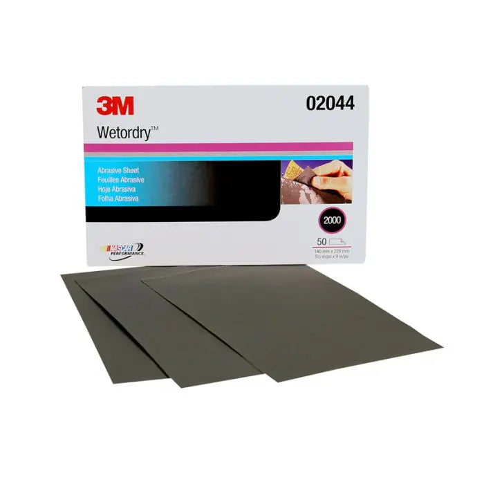3M™ Wetordry™ Abrasive Sheet, 02023, 1500, 5 1/2 in x 9 in, 50 sheets per carton, 5 cartons per case
