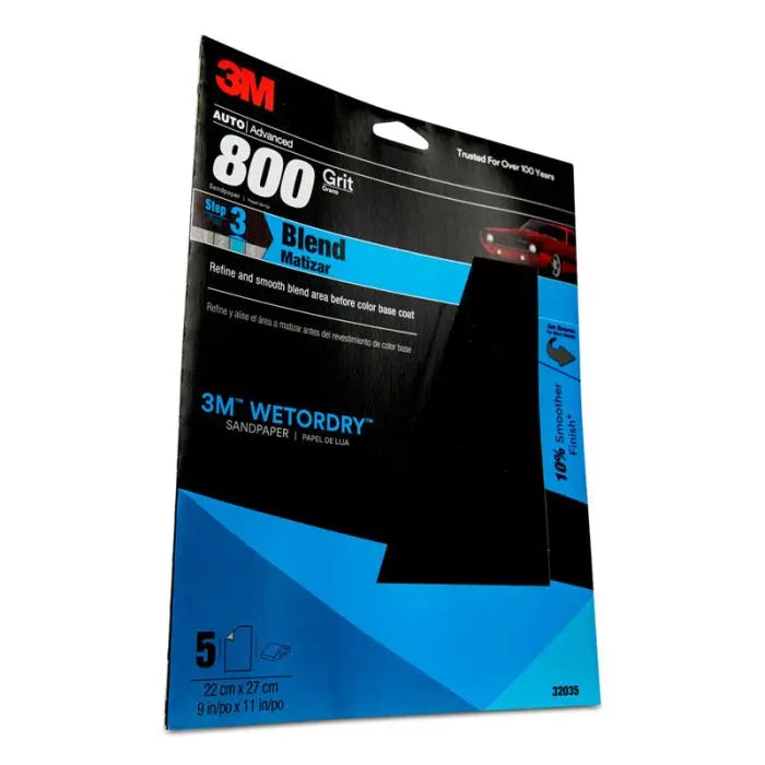 3M™ Wetordry™ Sandpaper, 32035, 800 Grit, 9 in x 11 in, 5 per pack, 20 per case