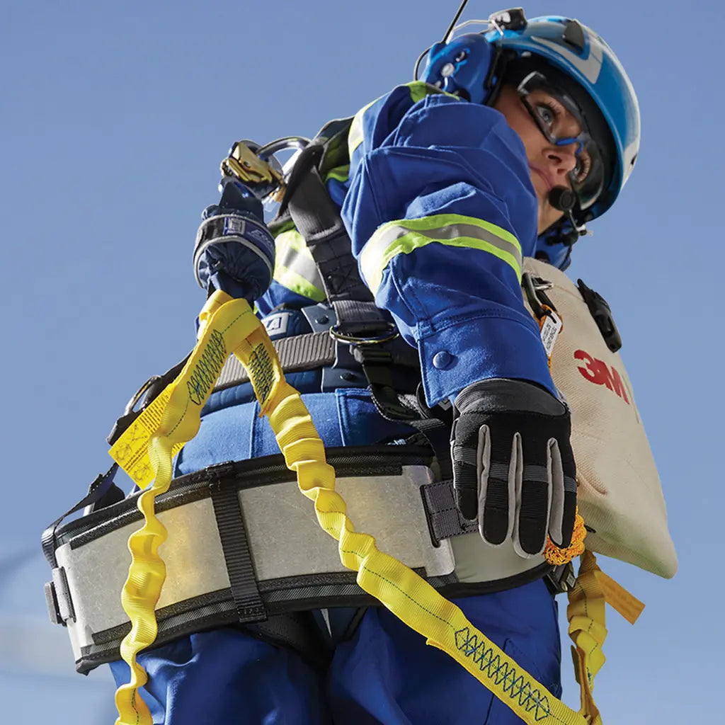 3M safety lanyard connected to harness