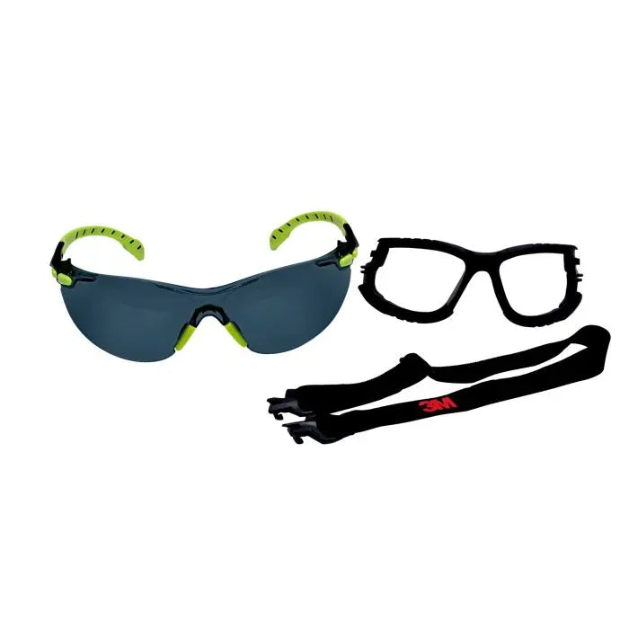3M™ Solus, 1000-Series, S1202SGAF-KT, Foam, Strap, Green/Black, Grey Scotchgard™ Anti-fog lens, 20ea/cs