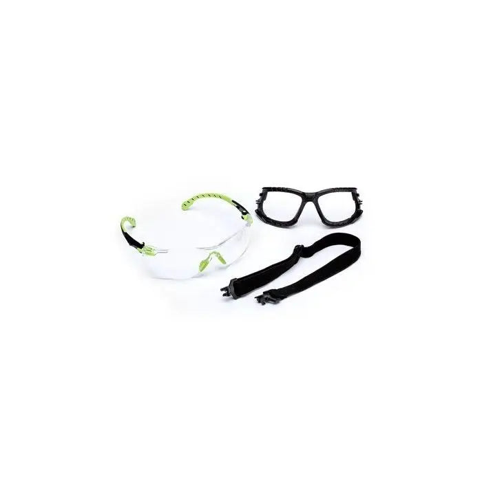 3M Solus 1000-Series Safety Glasses S1201SGAF-KT Kit Foam Strap Green-Black Clear Scotchgard Anti-Fog Lens (Case of 20)
