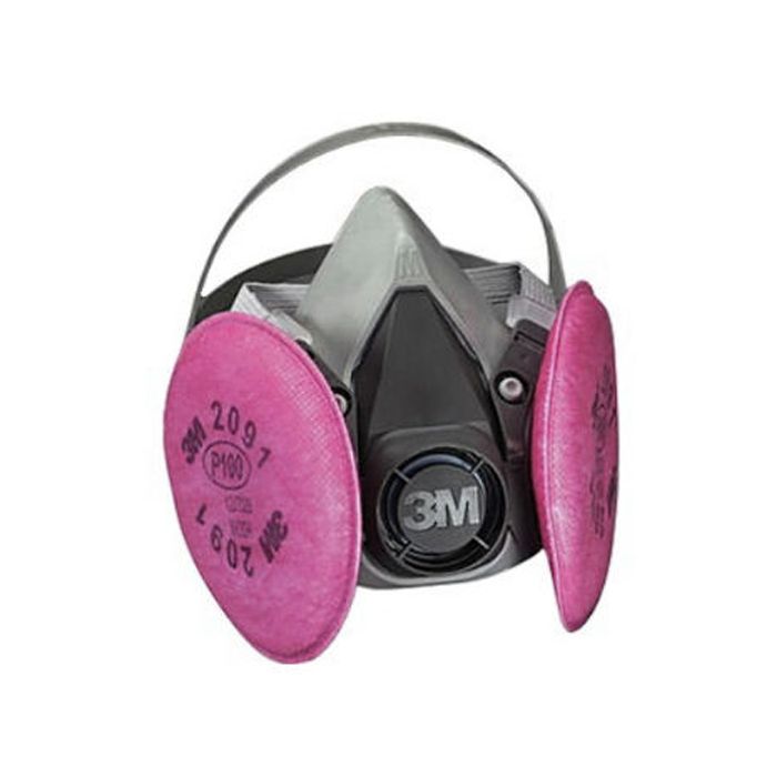 3M 6291 Half Face Respirator 6000 Series Medium W/ 3M 2091 P100 Filters (1 Mask + 2 Filters)