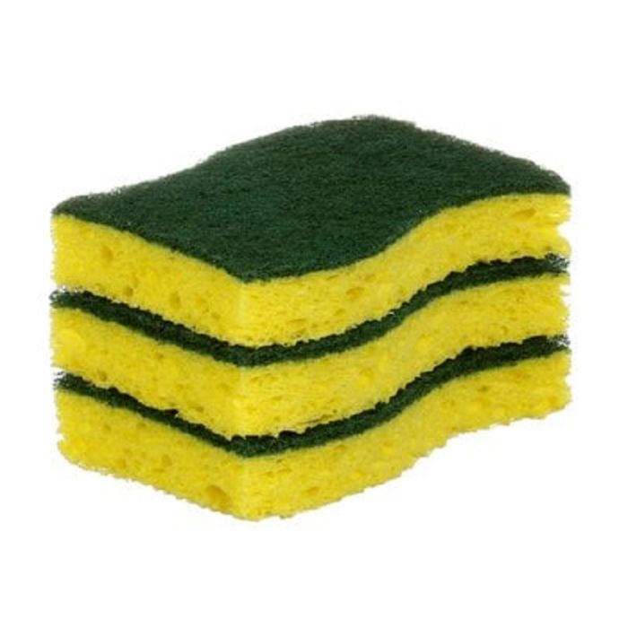 Scotch-Brite HD-3 Heavy Duty Scrub Sponge, Green/Yellow, Case of 8