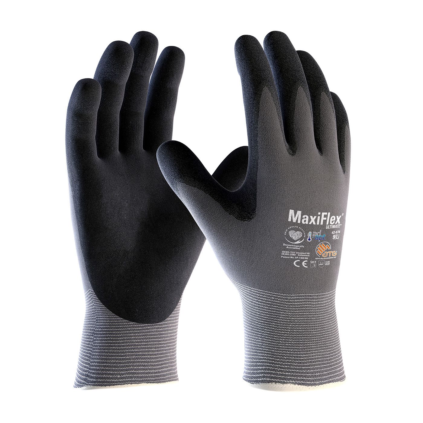 PIP ATG 42-874 MaxiFlex Ultimate Gloves AD-APT Nitrile Micro Foam, Gray, 1 Pair