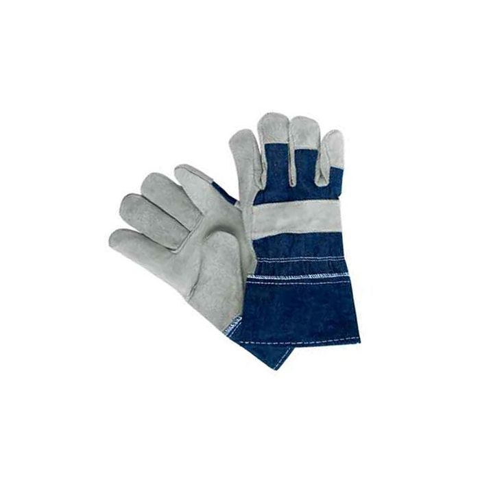 Economy Leather Work Gloves with Denim Back - 12 Pairs / Box
