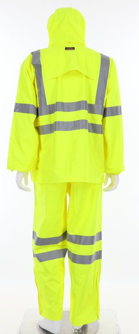 MCR Safety Luminator 5182 ANSI 107 Type R Class 3, 2 Piece Reflective Rain Suit with Attached Drawstring Hood, Hi Vis Lime, 1 Each