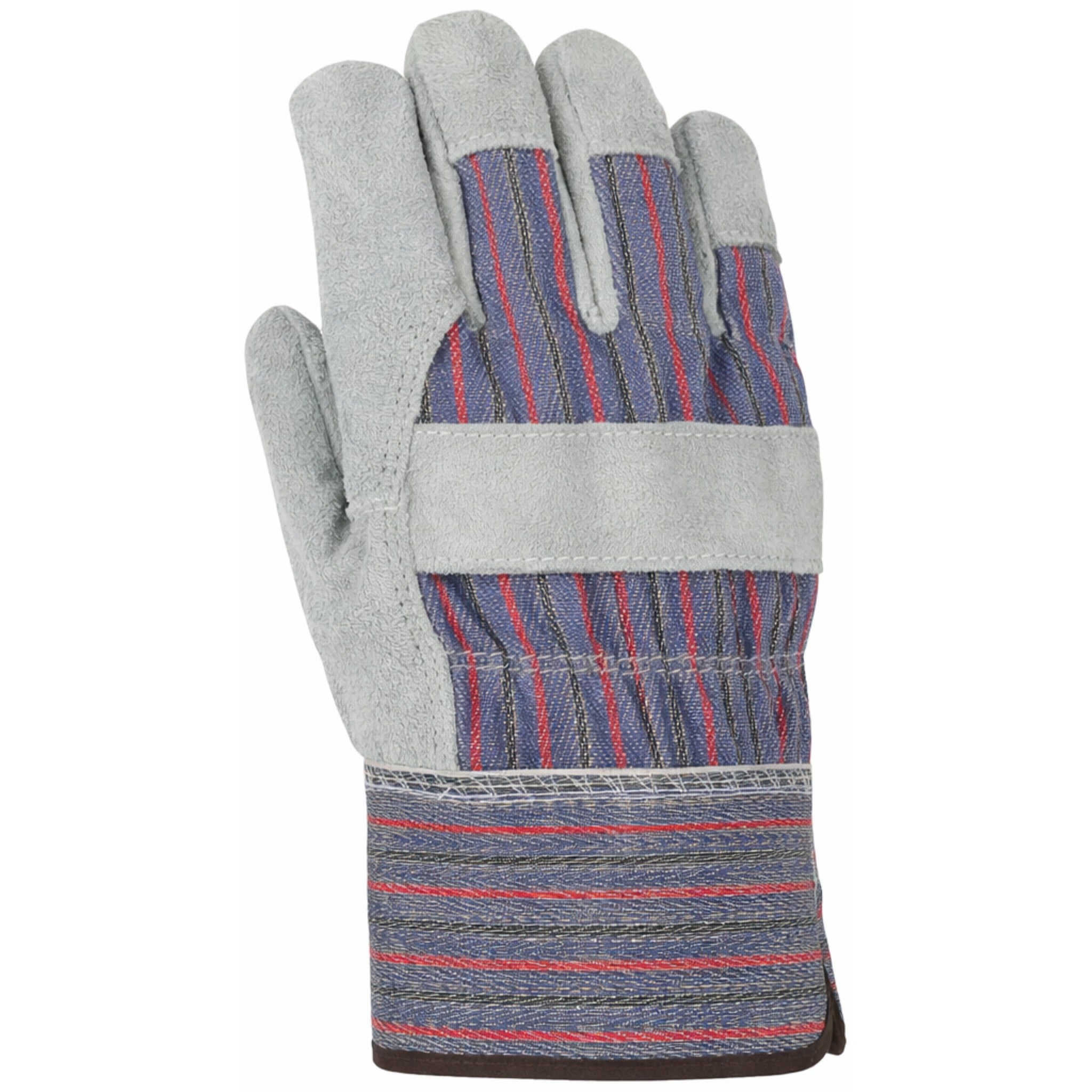 PIP 558 Economy Grade Split Cowhide Leather Palm Glove with Fabric Back and Rubberized Safety Cuff_Back_Image