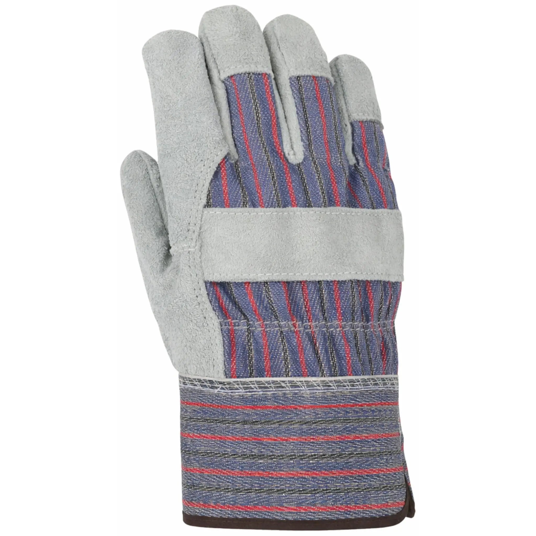 PIP 558 Economy Grade Split Cowhide Leather Palm Glove with Fabric Back and Rubberized Safety Cuff_Back_Image