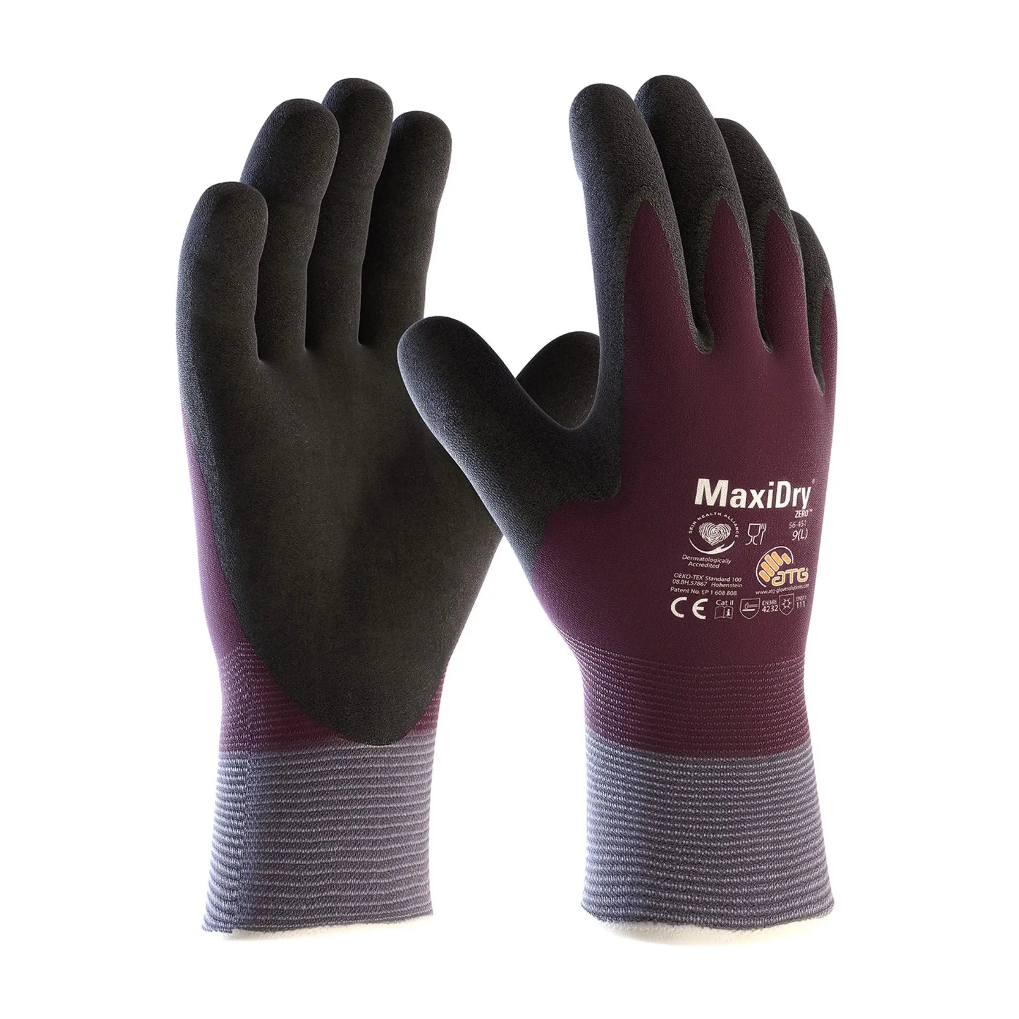 PIP MaxiDry Zero 56-451 Seamless Knit ATG Nylon Glove with Thermal Lining and Double-Dipped Nitrile MicroFoam Grip on Full Hand_Main_Image