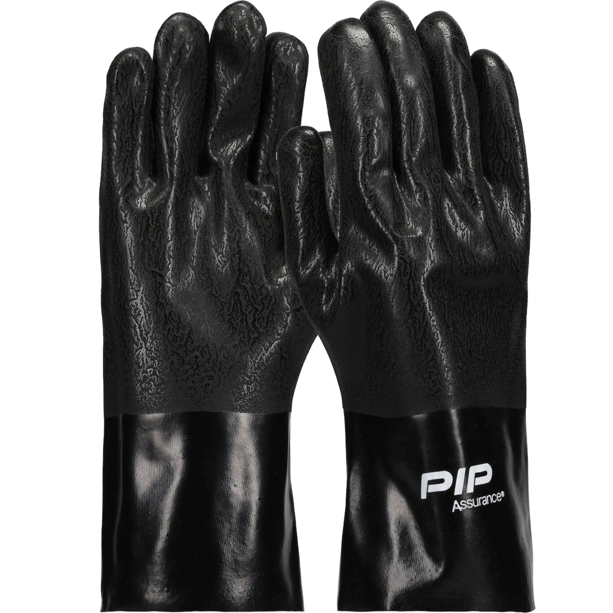 PIP ProCoat 58-8130DD Premium PVC Dipped Glove with Interlock Liner and Rough Sandy Finish 12 Inches_Main_Image