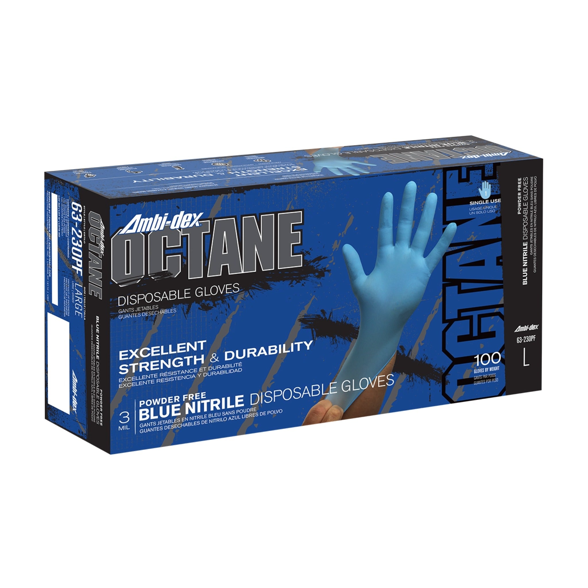 PIP Ambi-dex Octane 63-230PF 3 Mil Disposable Nitrile Glove, Powder Free with Textured Grip_Box