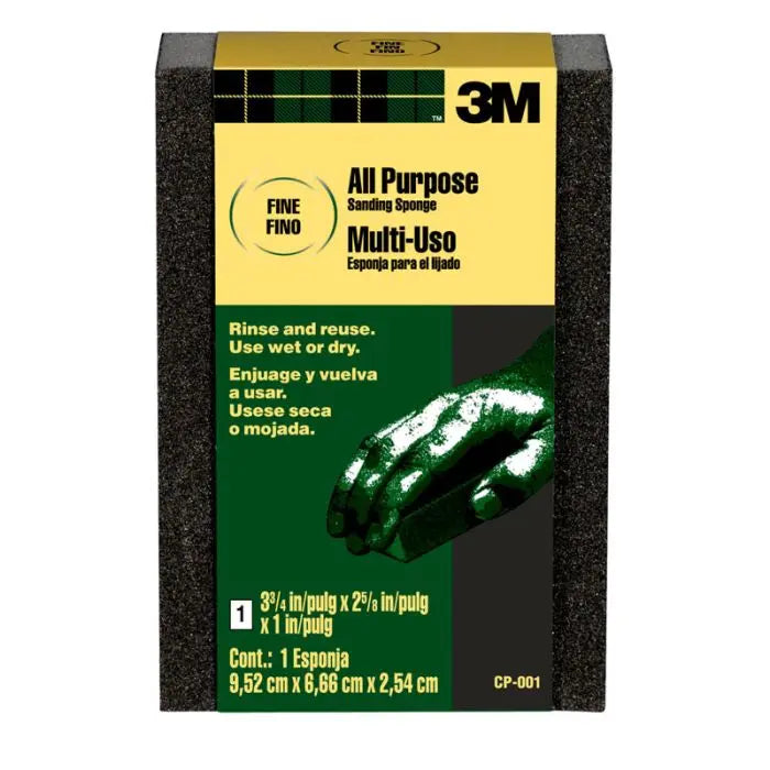 3M Sanding Sponge CP-001-ESF, Block, 3.75 in x 2.63 in x 1 in, Fine, Case of 24