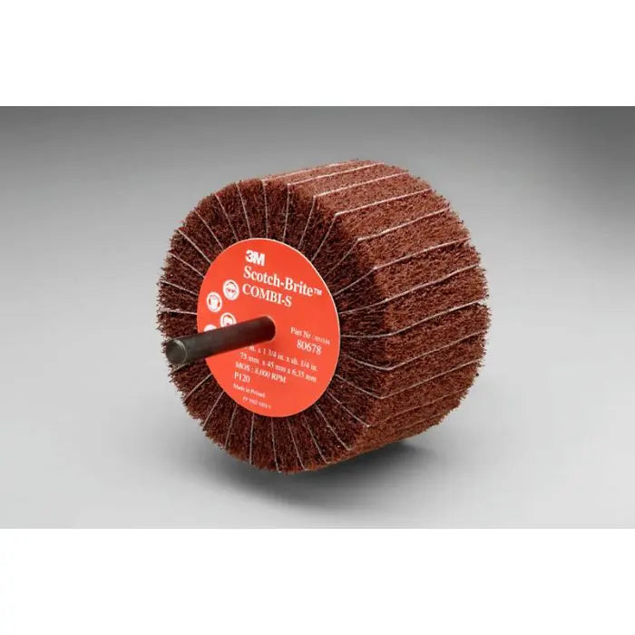Scotch-Brite™ Combi-S Wheel 80678, 3 in x 1-3/4 in 1/4 in Shank P120 X-weight, 10 per case