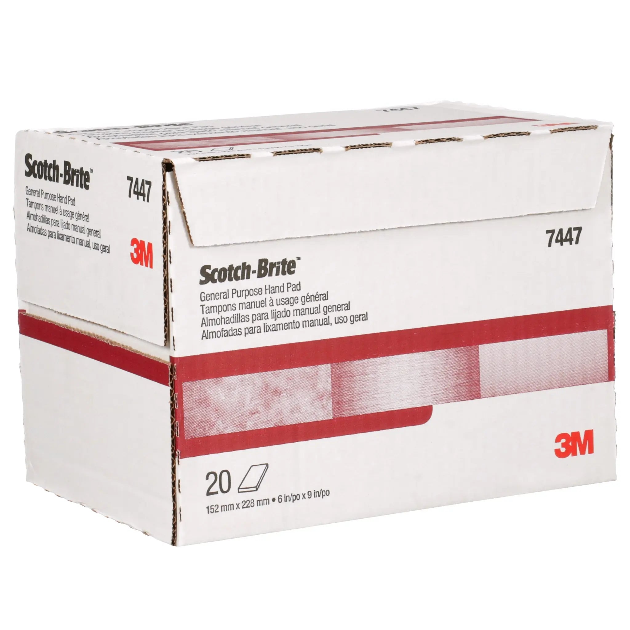 3M Scotch-Brite 7000000728/7447 Hand Pad , HP-HP, Aluminum Oxide Very Fine, Maroon, 6 in x 9 in, Right