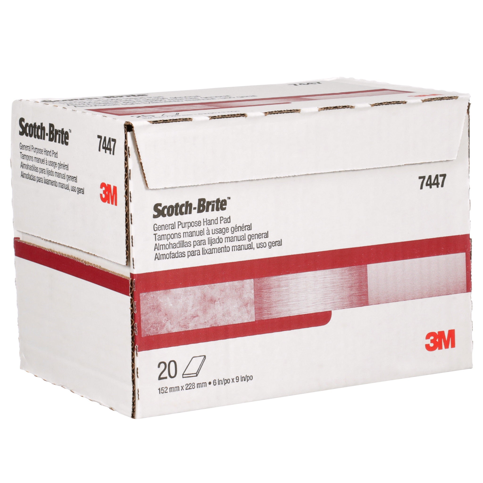 3M Scotch-Brite 7000000728/7447 Hand Pad , HP-HP, Aluminum Oxide Very Fine, Maroon, 6 in x 9 in, Right