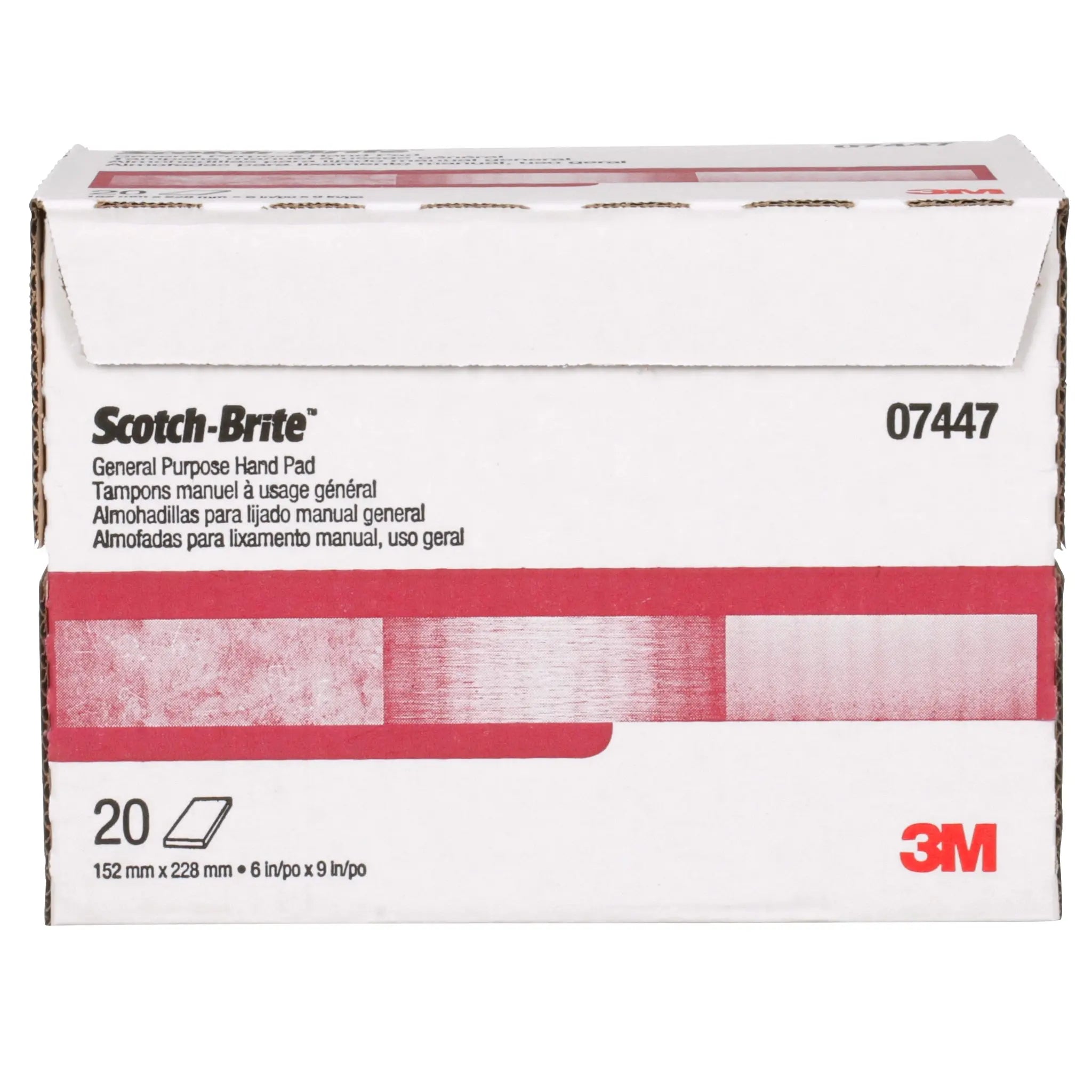 3M Scotch-Brite 7000045971/07447 Hand Pad, HP-HP, Aluminum Oxide Very Fine, Maroon, 6 in x 9 in, Box of 20