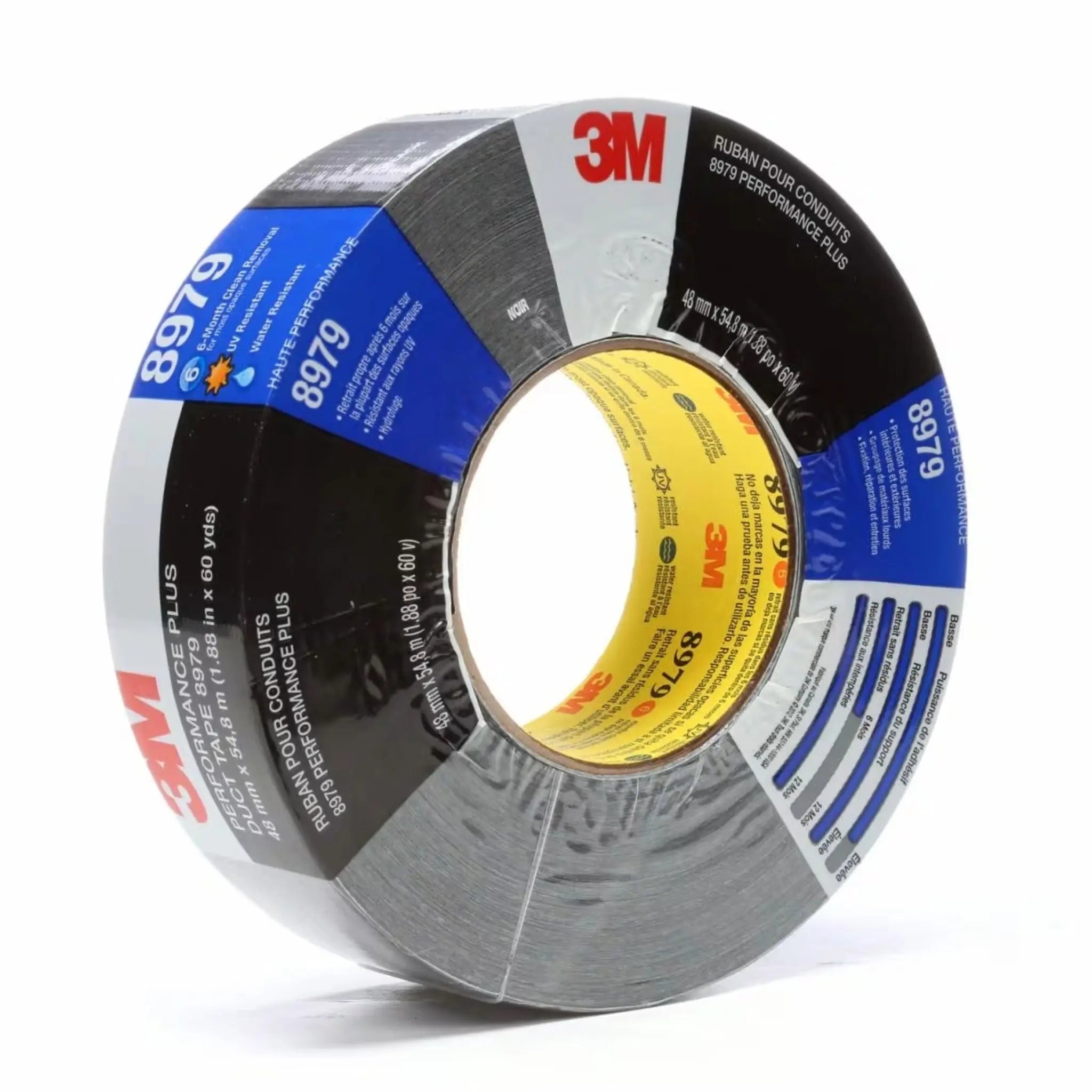 3M Performance Plus Duct Tape 8979 Black 48 mm x 54.8 m 12.1 mil, 1 Roll