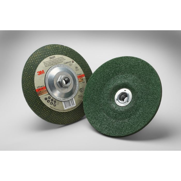 3M Green Corps 7010325732 Depressed Center Grinding Wheel, T27, 24 Grit, Green, 9 in x 1/4 in x 5/8 in - 11 Internal, Case of 20