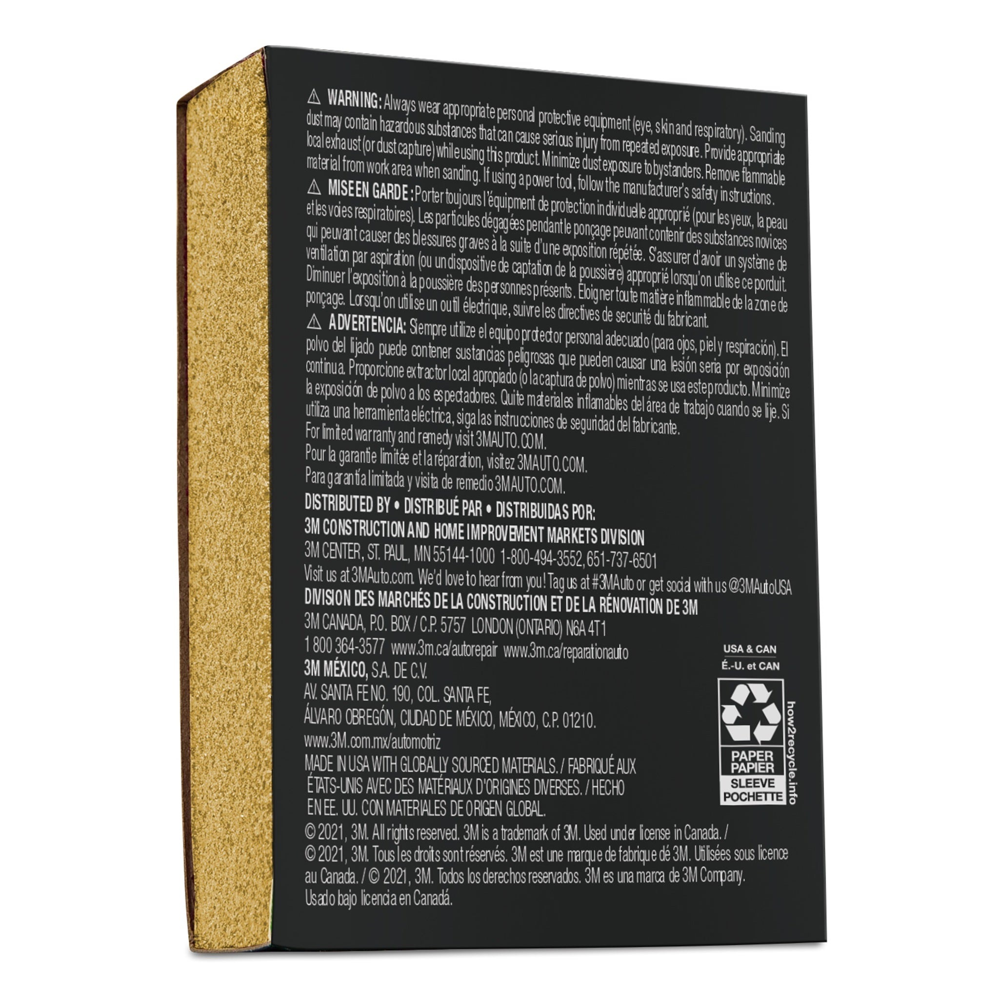 3M 7010328055/03069 Performance Sanding Sponge, 1 inch x 2-5/8 inch, 100 Grit, Back