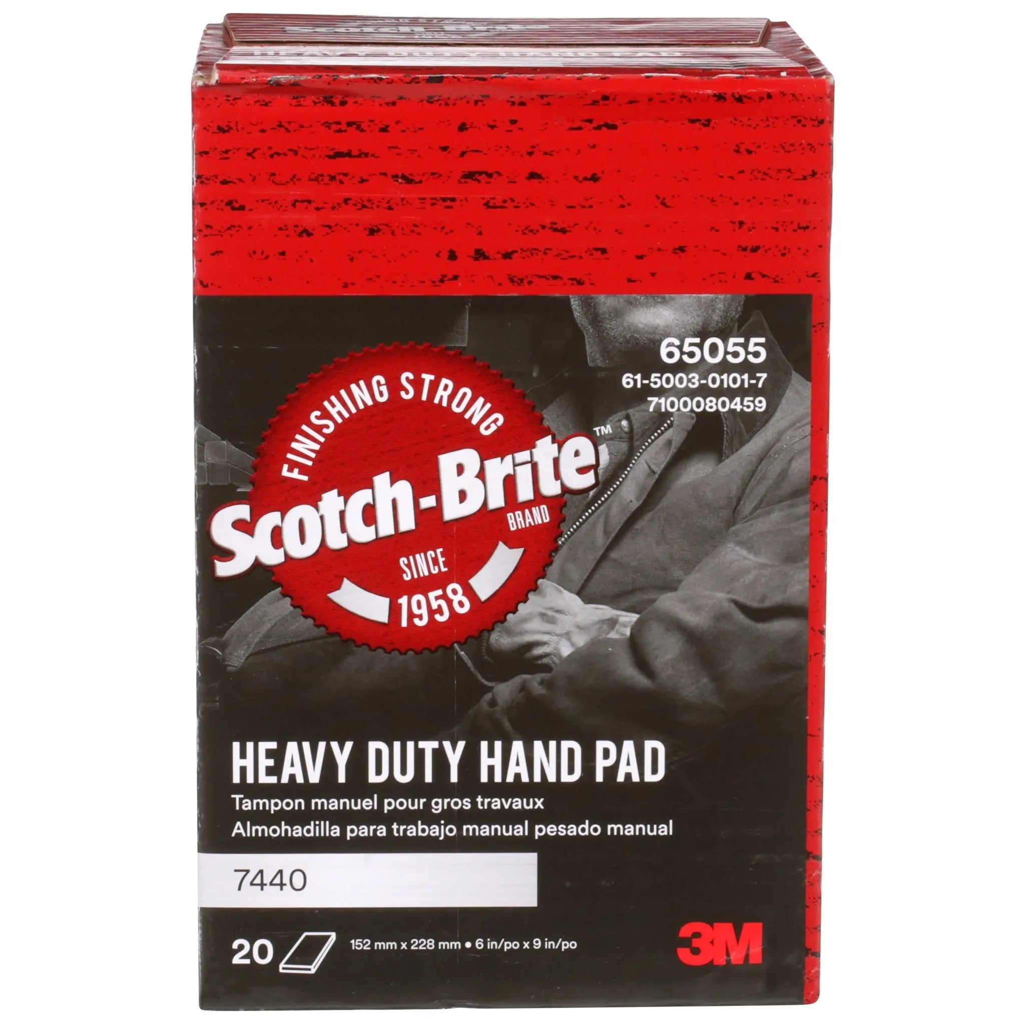 3M Scotch-Brite 7100080459/7440 Heavy Duty Hand Pad, HP-HP, Aluminum Oxide Medium, Tan, 6 in x 9 in